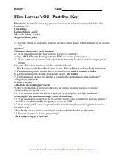 Answer Key Lo Part 1 Biology I Name Film Lorenzos Oil Part One Key Directions Answer The Following Questions Based On The Information Provided In The Course Hero