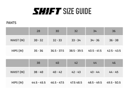 Shift Motocross Gear Size Chart Ash Cycles