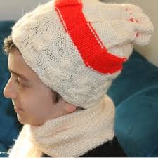 White Knit Kids Beanie Hat, Double Layered Slouchy Beanie and Snood Scarf  SET, Gift Hat and Scarf Set for Kids