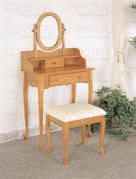 Samantha Oak Makeup Vanity Set W Stool Vanity Table Set Bedroom Vanity Set Vanity Table