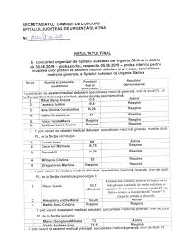Secția clinică medicină internă 1 postsecția cardiologie 1 postsecția … Concurs Sju Slatina