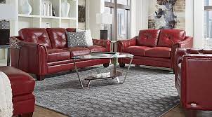Picture Of Cindy Crawford Home Marcella Red Leather 3 Pc Living Room Fr Red Leather Couch Living Room Red Leather Sofa Living Room Leather Couches Living Room