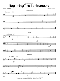 If you're looking to buy sheet music, like for a solo jazz trumpet transcriptions what's in it: Beginning Trios For Trumpets 2nd Bb Trumpet Sheet Music To Download