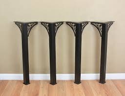 Steel Table Legs With Decorative Metal Scroll Gussets Set Of 4 In 2020 Steel Table Legs Steel Table Metal Decor