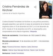 Luego de salir del estudio, la influencer le habló a sus seguidores y rompió en llanto. Ladrona De La Nacion Argentina El Error De Google Al Mostrar El Cargo Que Ocupa Cristina Kirchner La 100