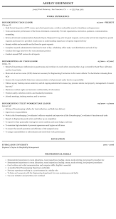 It highlights his or her leadership and critical thinking skills and makes references to the type of leader the candidate is. Housekeeping Team Leader Resume Sample Mintresume