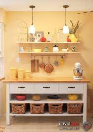 Hacked Ikea Varde Freestanding Cabinet With Cherry Butcherblock Yellow Kitchen Decor Freestanding Kitchen Kitchen Design