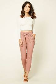 Forever 21 Contemporary A Pair Of Woven Pants Featuring An Elasticized Slightly Ruffled Self T Contemporary Outfits Tie Waist Pants Outfit Forever 21 Outfits