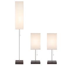 Hampton Bay 60 In Floor And 19 In Table Lamps With Paper Shade Combo Set 3 Pack