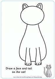 Complete The Pictures Coloring For Kids Cats Cat Template