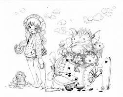 Pop Manga Coloring Book In 2020 Manga Coloring Book Coloring Books Cute Fantasy Creatures