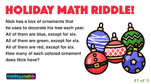 Glenn doman / makoto shichida methods, holidays activities for preschoolers and toddlers. 5 Fun Christmas Math Riddles And Brain Teasers For Grades 1 8 Mashup Math