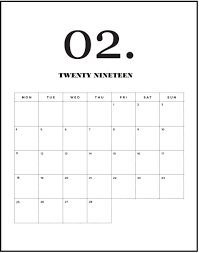 Modern Minimal February 2019 Calendar Shablony Dlya Pechati Planirovshiki Kalendar