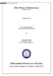 Pdf Elite Theory Of Democracy Anupam Verma Academia Edu