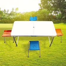 Andoutdoor and200 masa sandalye çantalı set, unisex, mavi, tek beden. Katlanabilir Aluminyum Piknik Masa Ve Tabure Seti A101