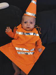 Buy a small traffic cone. Construction Cone Costume Diy Baby Costumes Baby Halloween Costumes Halloween Costumes For Kids