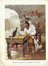 Robinson Crusoe At Home In The Castle Robinson Crusoe Illustration Design Vintage Illustration