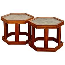 The walnut grain is lovely and the table is very versatile in length and function. Pair Of John Keal For Brown Saltman Hexagonal Side Tables Blend Interiors
