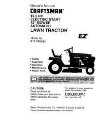 Ariens, craftsman, cub cadet, husqvarna, murray, poulan, snapper, yard machines *all replacement parts are extra. Craftsman Lawn Tractor 917 270822 Owner S Manual Manualzz