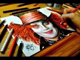 Speed Drawing Of Johnny Depp As The Mad Hatter Heather Rooney Disney Art Drawings Drawings Johnny Depp Mad Hatter