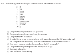 Solved The Following Stem And Leaf Plot Shows Scores On A