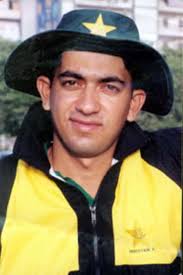 Pakistan's Hasan Raza in action during Sharjah test against Australia