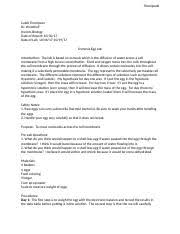 Lab chicken egg osmosis 2012.pdf. Osmosis Egg Report Docx Thompson 1 Caleb Thompson Dr Woodruf Honors Biology Date Of Report Date Of Lab Osmosis Egg Lab Introduction The Lab Is Based Course Hero