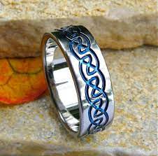 Titanium Celtic Wedding Band Infinity Knot Ring Ck10 Blue Celtic Wedding Bands Titanium Wedding Rings Celtic Wedding Rings
