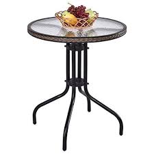 24 Patio Furniture Glass Top Patio Round Table Durable Metal Weather Resistant Homeideas Round Glass Coffee Table Dining Table In Kitchen Patio Side Table