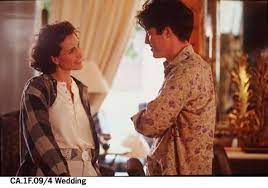 Hugh Grant And Andi Mcdowell In Four Weddings And A Funeral 1994 Hugh Grant Movies Outfit Curly Hair Styles