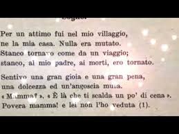 Tu mi spargi dal volto un chiaror divo, che fa il seren nella mia stanca mente; A Mio Padre Poesia Pascoli