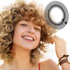 PAGOW 12 pcs Full Circular Stretch Comb Flexible Hairband Circle Stretch  90s zig zag Headband Holder for Women Girls Hair Accessories (2 colors 6pcs  with pearls + 6pcs without pearls) : Buy Online at Best Price in KSA