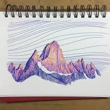 Fitz Roy Sketch In Color Art Drawing Sketch Pen Pendrawing Mountains Mountainart Climbing Patagonia Art Art Sketchbook Drawings