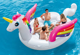 This Massive Unicorn Party Island Measures 198in X 132in X 68in And Is Constructed With 20 Gauge Vinyl Inflatable Island Pool Floats For Adults Pool Supplies