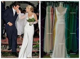 Carolyn Bessette Inspired White Sheath Satin Bridal Gown Celebrity Wedding Dress Kennedy Wedding Dress Celebrity Wedding Dresses Fancy Wedding Dresses