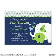 Elephant Baby Shower Invitation In Navy And Green Zazzle Com Elephant Baby Shower Invitations Blue Baby Shower Invitations Unique Baby Shower Invites