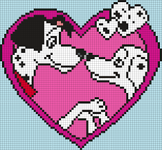 Pongo And Perdita From 101 Dalmations Square Grid Pattern Dessin Petit Carreau Point De Croix Coloriage Numerote