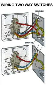 Switches are shown as dotted rectangles. Electrics Two Way Lighting