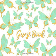 How pretty is this butterfly lacing card? Guest Book Mint And Gold Butterfly Sign In Log Pretty Butterfly Pattern Signature Book For Visitors To Write In Memory Book For Birthday Party For Name And Address Square