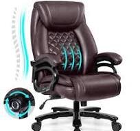 KERDOM - 500lbs Ergonomic Durable Heavy Office Chair, Tall and Big Boss Chair, PU Leather Executive Manager Chair with Wide Seat - Brown