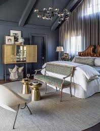Koting gorgeous gold blackout curtains t. Gray Bedroom With Gold Bar Cabinet Contemporary Bedroom