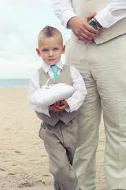 Ring Bearer In Matching Color Pants And Vest And Tie Color As Groom Ring Bearer Wedding Beach Wedding Attire Ring Bearer Beach Wedding