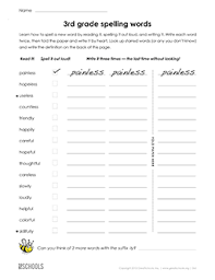 We also include links to spelling games and worksheets! 3rd Grade Spelling Words List 20 Of 36 3rd Grade Word Lists Worksheet Greatschools