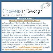 Interior Designer Sw London V03776 A Consultancy That Handle Educational Residential Hospitality Commercial Project Design Jobs Interior Design Jobs Job