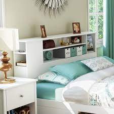 We made the bed frame with generous drawers and the headboard with room for books, magazine files and holes for cables. South Shore Breakwater Full Queen Bookcase Headboard In White 3150092