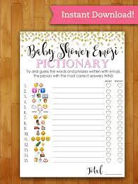 Baby Shower Game Pictionary Emoji Pictionary Coral Pink Etsy In 2021 Baby Shower Diy Baby Shower Printables Baby Shower Planning