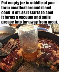 Let meatloaf rest 10 minutes before slicing and serving. Put An Empty Jar In Middle Of Pan Form Meatloaf Around It And Cook It As It Starts To Cool It Forms A Vacuum And P How To Cook Meatloaf