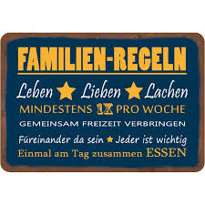 Schild Spruch Familien Regeln Leben Lieben Lachen Pro Woche 20 X 3 7 99