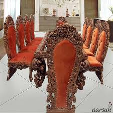 Wood dining set ₹ 1.45 lakh/set. Best Victorian Style Dining Set 10 Seater Yt 114