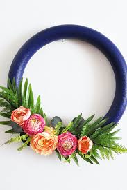 Join our mailing list for 15% off! Stunning Navy And Pink Tropical Flower Wreath
